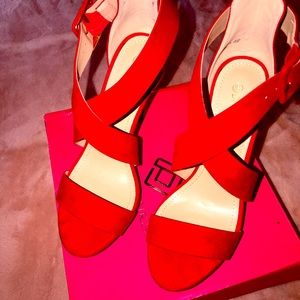 Sexy red open toed 6 inch heels